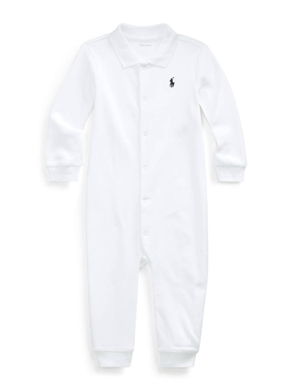 Polo by Ralph Lauren White Long-Sleeve coverall with Embroidered Pony